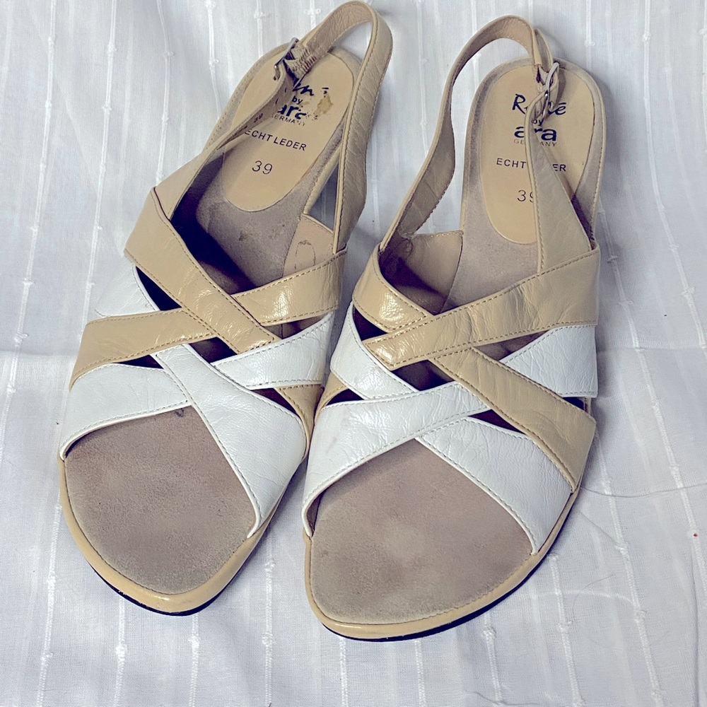 Beige and White Women's Sandals